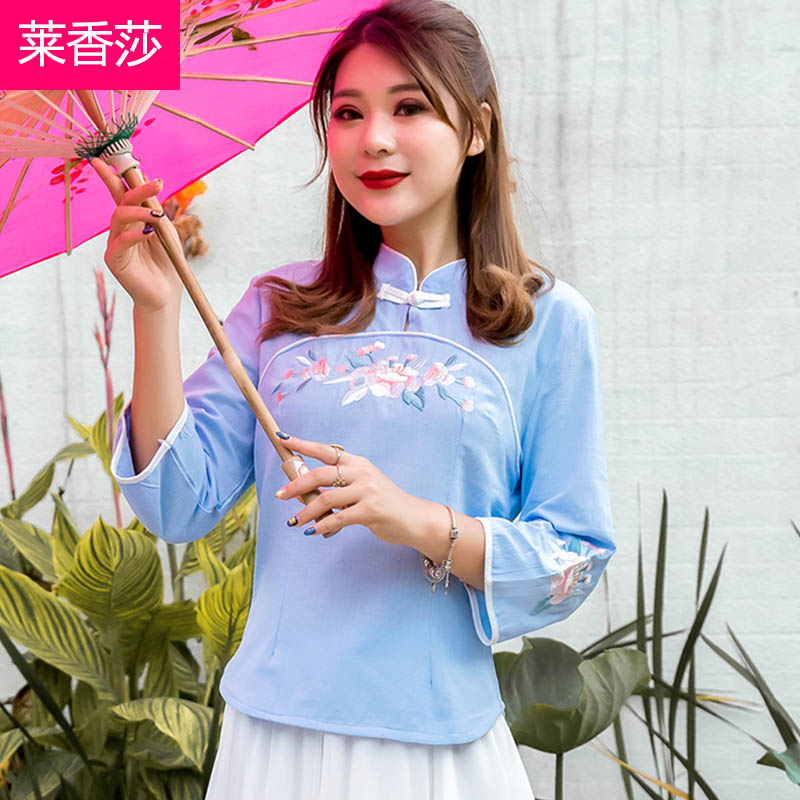 民国少女装中式唐装改良旗袍上衣复古风汉服女中国风棉麻刺绣茶服|ruв категории Женская одежда, костюм/национальная одежда/театр костюм, костюм/китайский стиль одежды, пальто - от Buy2taobao.com для оказания профессиональной услуги покупки агента Taobao