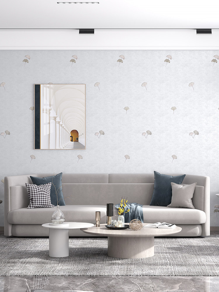 成都科翔轻奢2022新款无缝墙布全屋现代壁布客厅刺绣墙纸卧室银杏