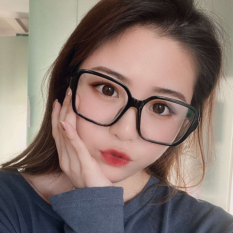 女 复古黑_复古ins黑色加大框c家眼镜女圆脸显瘦韩版可配近视框架素颜