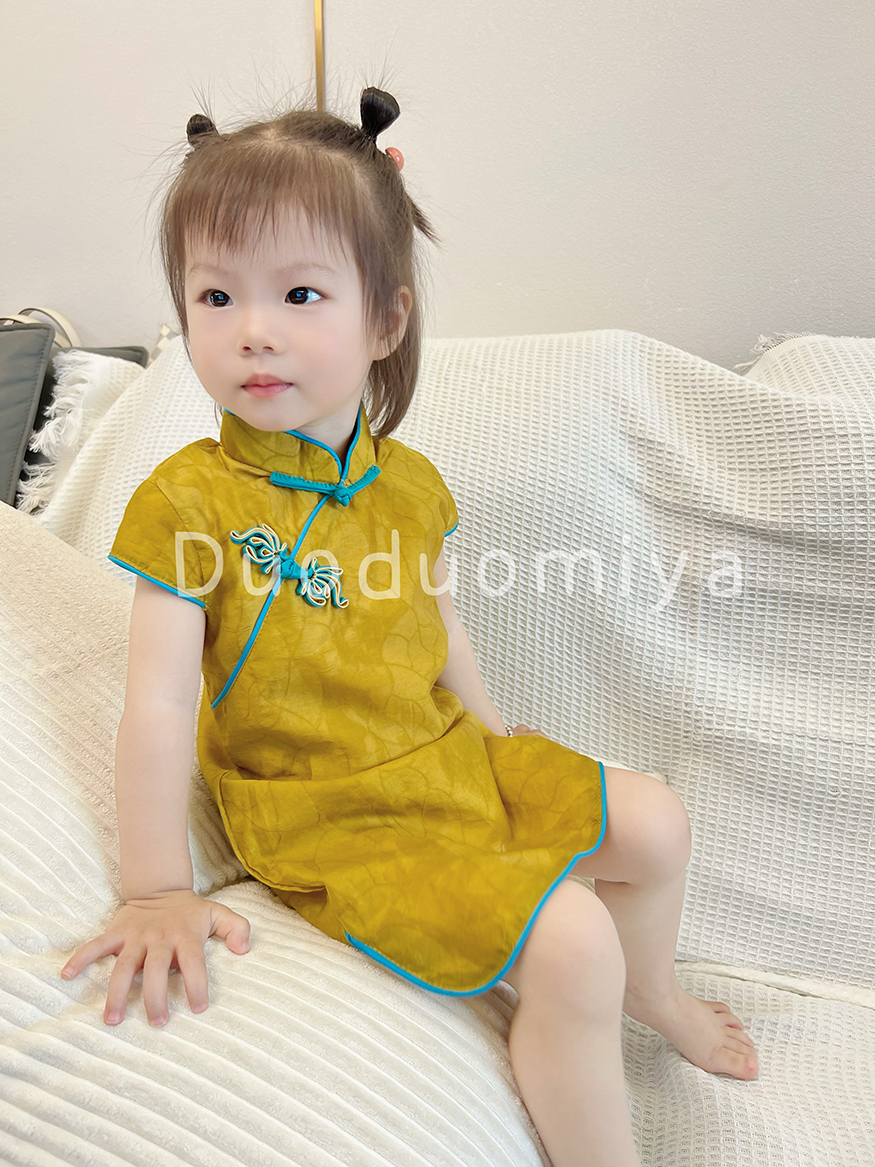 DUODUOMIYA 女童夏装2023新款薄款中国风旗袍连衣裙小童宝宝唐装