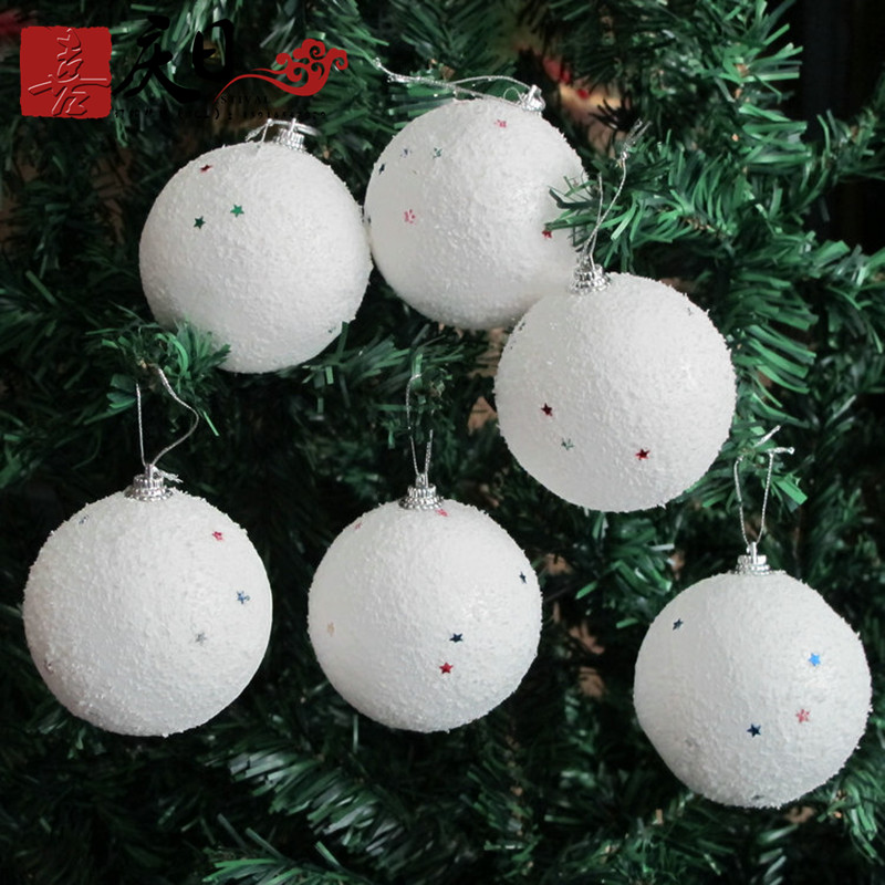 圣诞树套餐装饰挂件雪球5CM 圣诞泡沫雪球6cm配饰圣诞节装饰品球