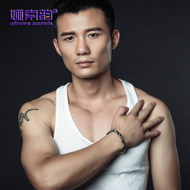 娅索韵新款钨金男士手链欧美夸张粗犷牛仔链潮时尚首饰男友礼物