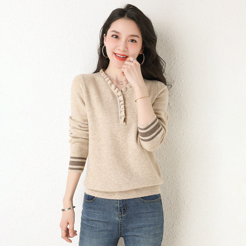 开顺兔皇女装2022春季新款海尔曼斯羊绒衫傲丝度羊毛打底毛针织衫