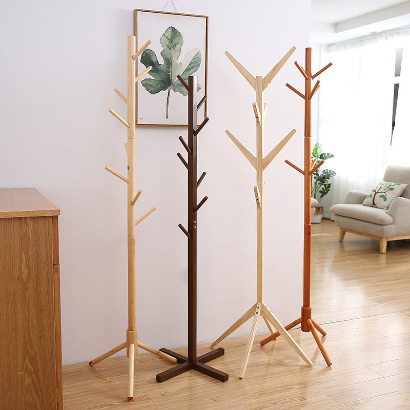家用衣帽架实木挂衣架卧室简易落地简约办公室客厅挂衣服的衣架子