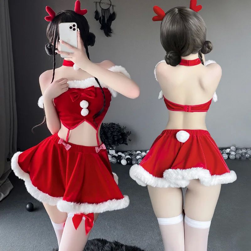 Women Christmas Santa Claus Cosplay Costume Sexy Lingerie Mi