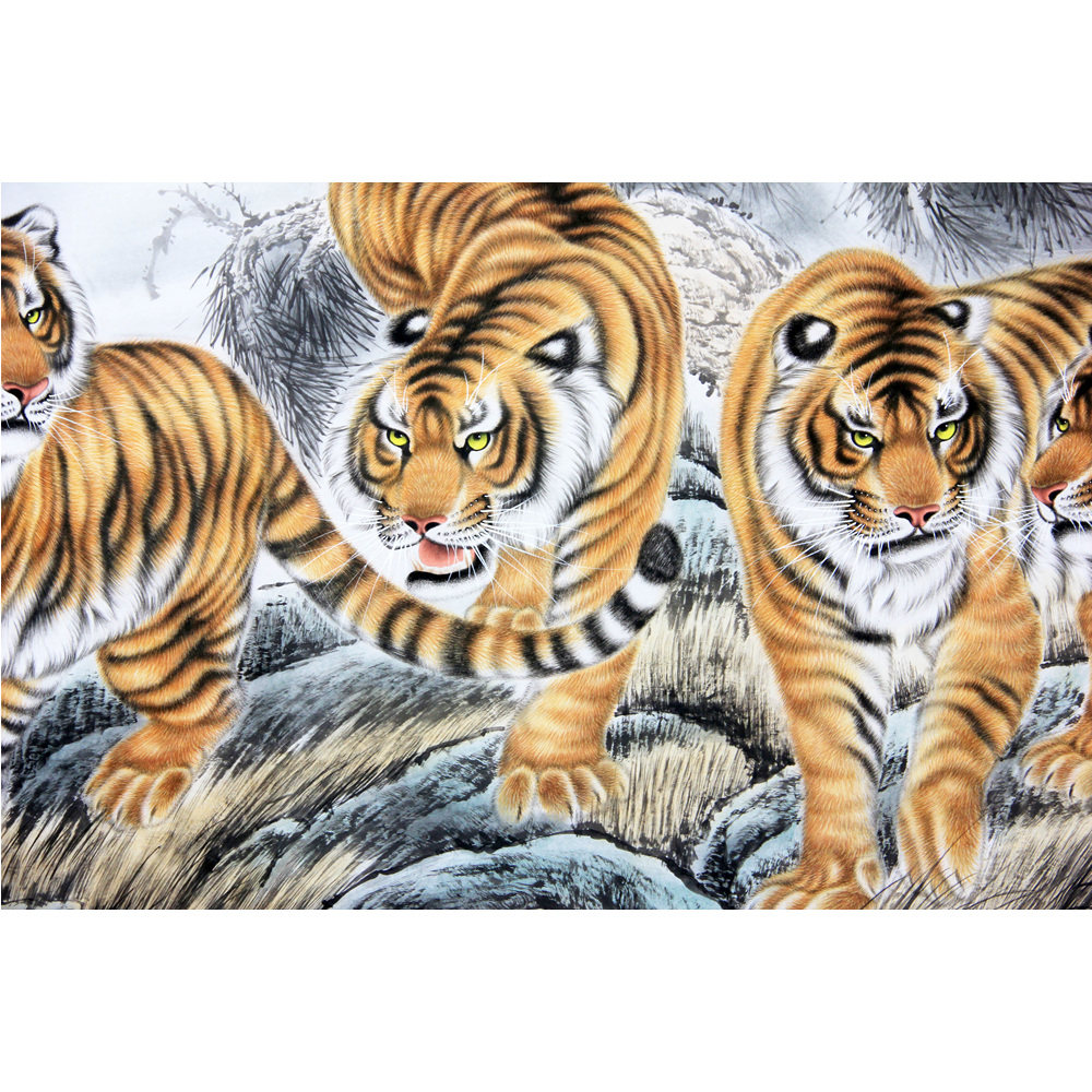 赵明《五虎生威》 巨幅2.5米 689