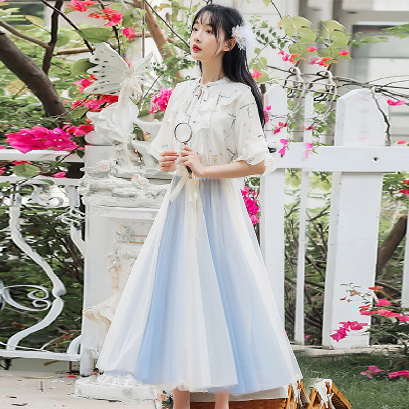 12女大童套装裙子仙女超仙气长裙13初中学生少女孩甜美连衣裙15岁