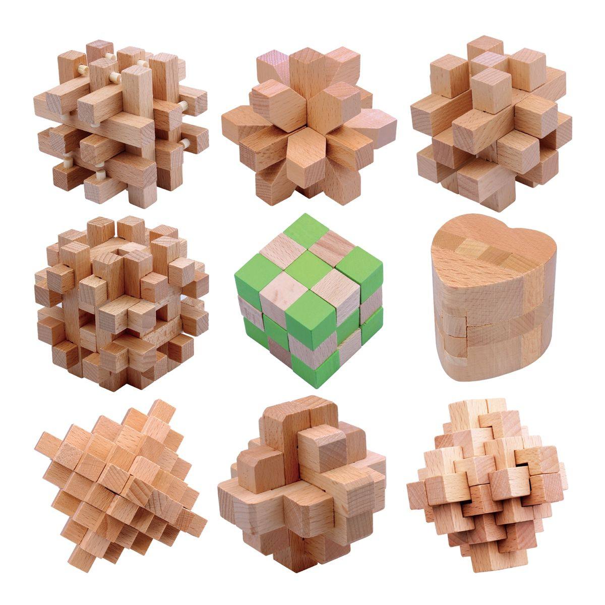 榉木孔明锁鲁班锁古典小学生益智力开发九连环解锁解环高智商玩具