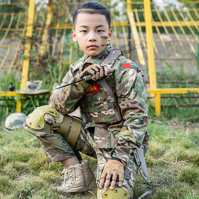 短袖cp蛙服长袖男夏令营学生军训服户外炫酷军事风儿童迷彩服套装