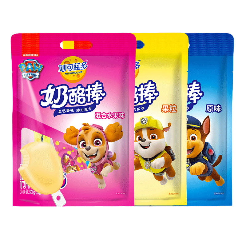 妙可蓝多汪汪队奶酪棒儿童零食高钙芝士棒棒奶酪原味水果味600g