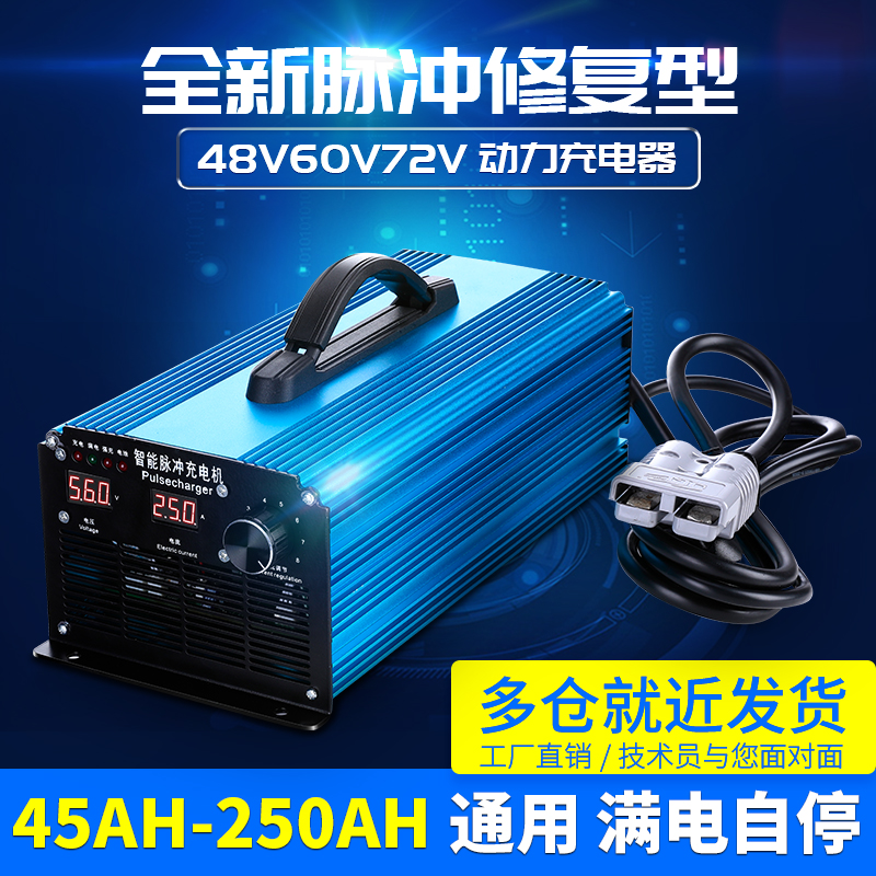 电动液压叉车洗地机充电器24v30A观光四轮代步车48v25a60伏72智能