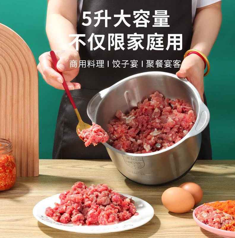 质保十年5升多功能电动绞肉机不锈钢绞馅机家用商用料理机