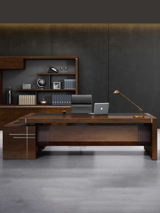 办公家具油漆老板桌大班台高档实木皮总裁办公桌椅组合简约现代
