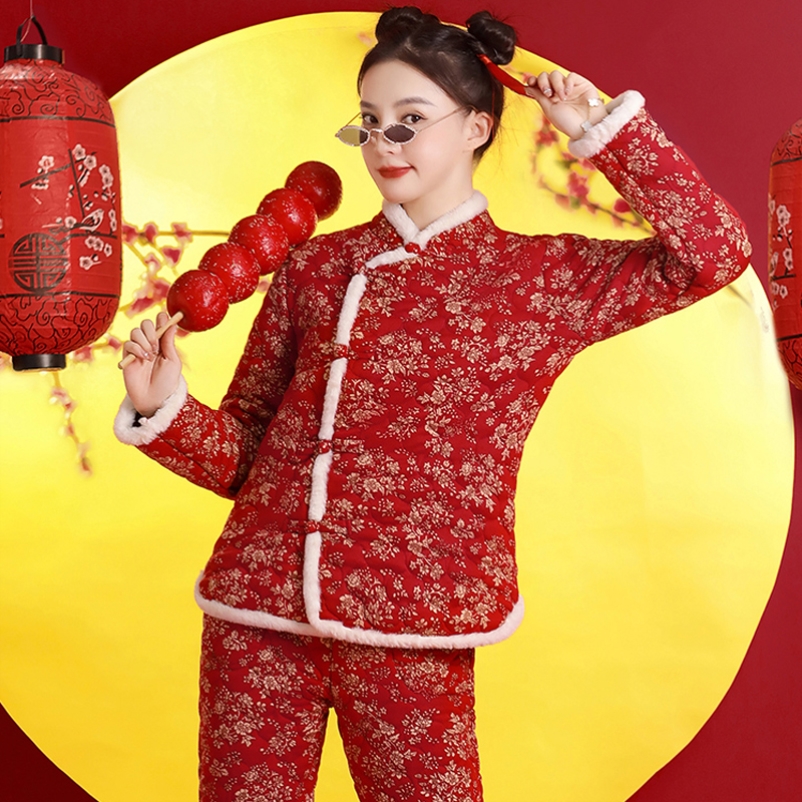 东北大花棉袄女国潮小碎花棉服冬季加厚网红抖音同款农村喜庆棉衣