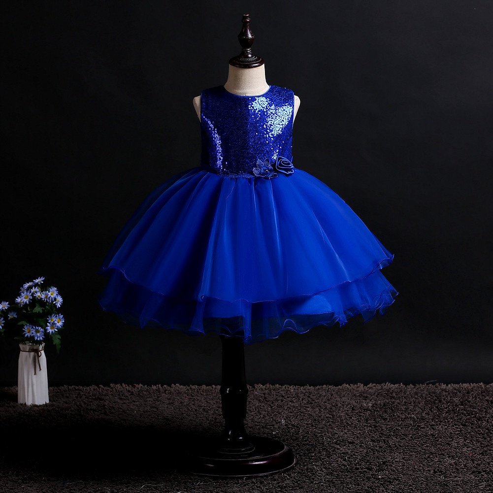 2021w欧美跨境儿童礼服公主裙中大童亮片网纱蓬蓬裙女童连衣裙跨