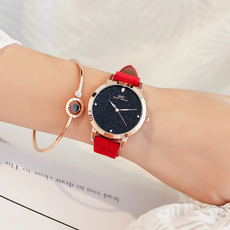 爱彼思诺ibso抖音网红同款手表时尚星空女表韩版超薄防水女士