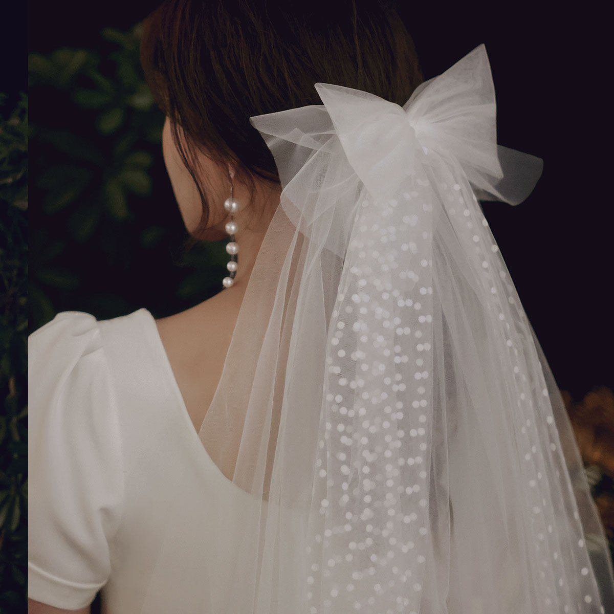 新娘头纱甜美蝴蝶结点点网多层蓬蓬婚纱头纱旅拍婚礼写真造型头饰