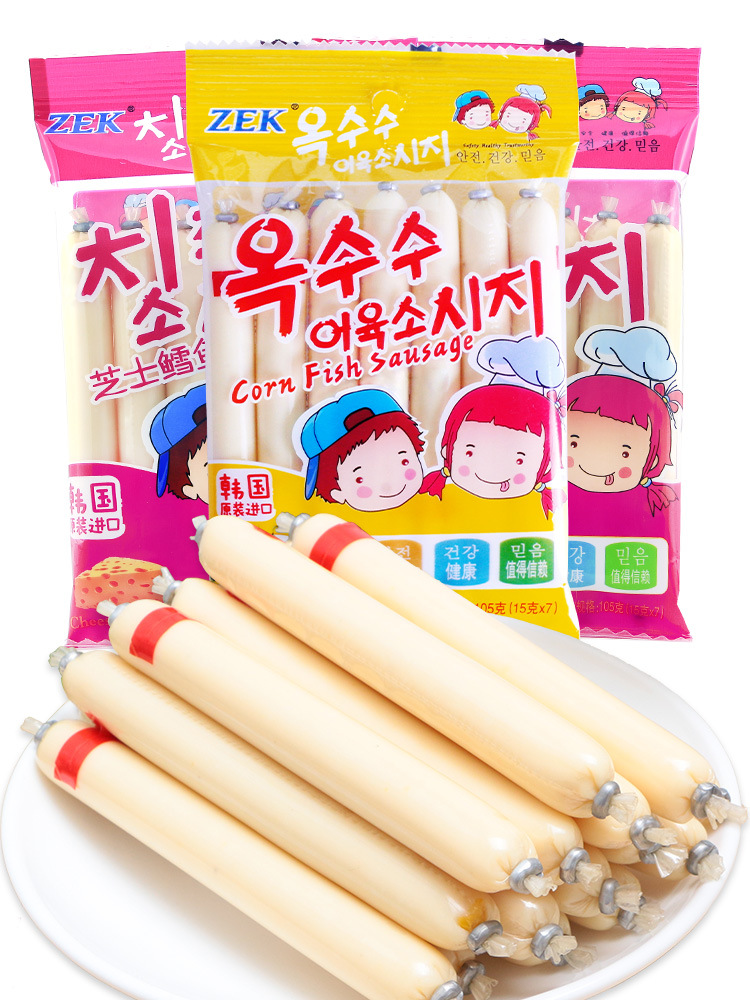 韩国进口零食 正品ZEK芝士鳕鱼肠 7根装 宝宝鱼肠 儿童食品 105g|ruв категории закуски/орехи/специальность, Кальмары/вяленая рыба/морепродукты мгновенный, мгновенный рыбы закуски - от Buy2taobao.com для оказания профессиональной услуги покупки агента Taobao