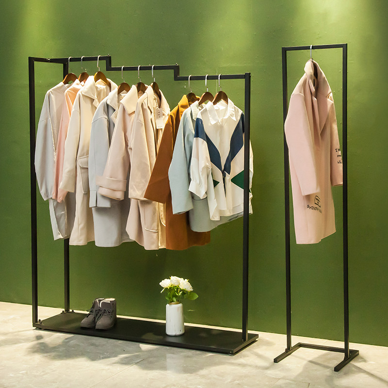服装店展示架落地式店铺专用挂衣架女装店货架侧挂陈列架铁艺中岛