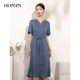 HONRN/红人桑蚕丝真丝系带收腰吊带a字连衣裙两件套女夏HI22OL454