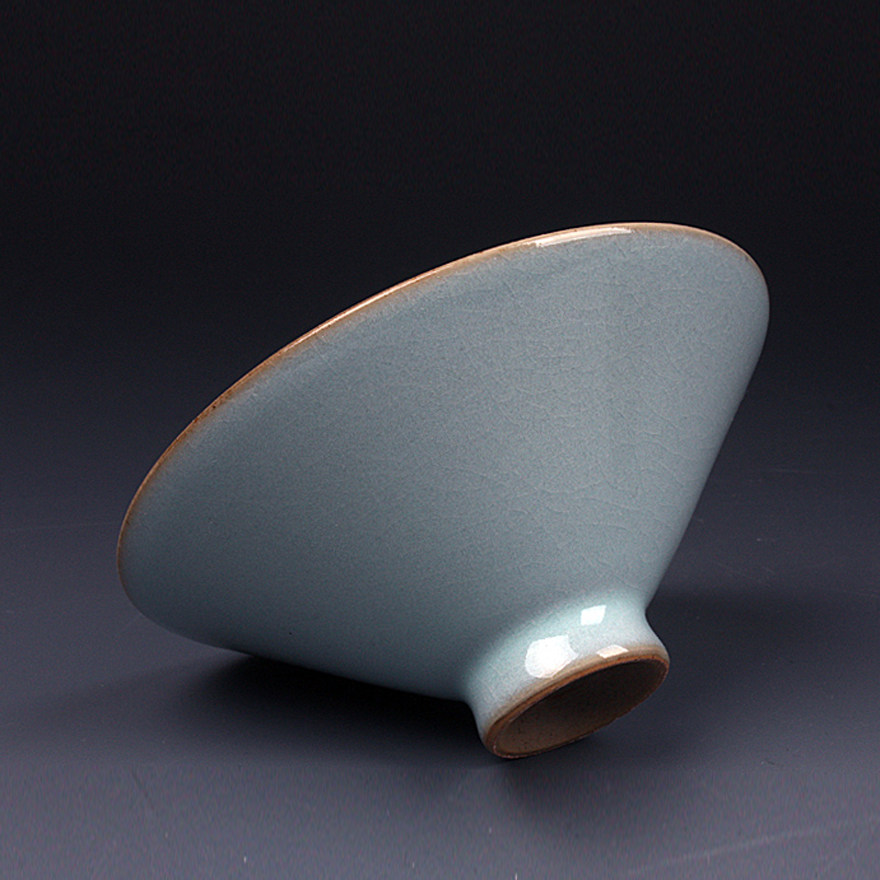 王振宇 汝瓷天青斗笠碗单杯 河南省陶瓷艺术大师 原产地汝窑精品