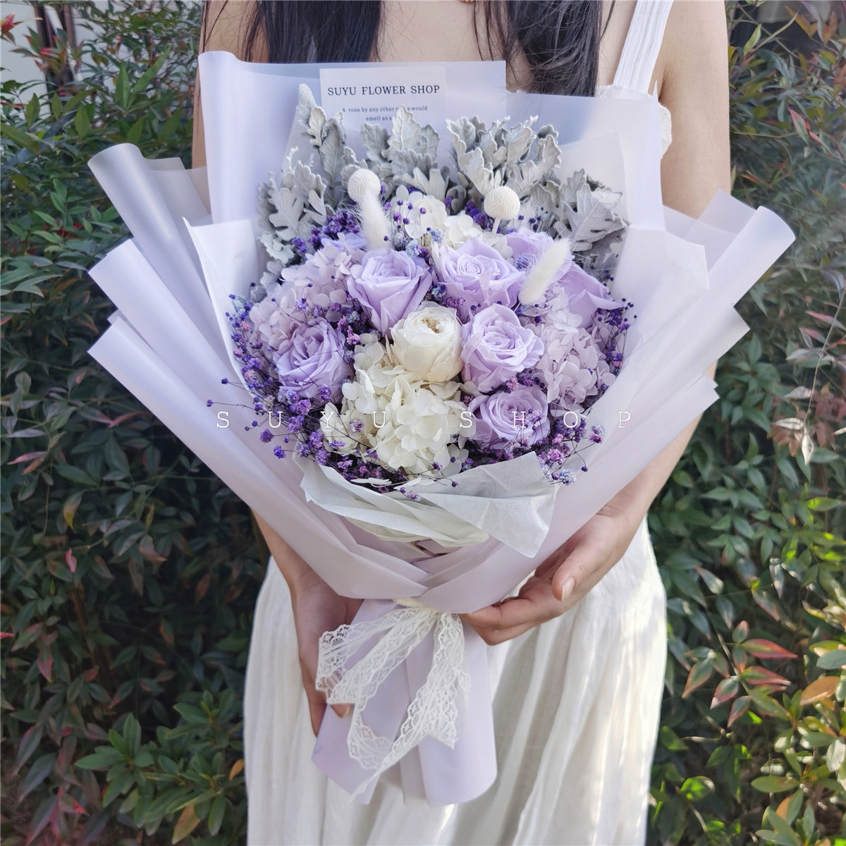 永生花玫瑰花束仙女满天星情人节礼物婚礼伴娘手捧花生日表白求婚