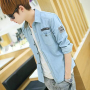 Autumn men's long-sleeved shirts youth shirts Korean version trend denim jacket junior high school students handsome top clothes