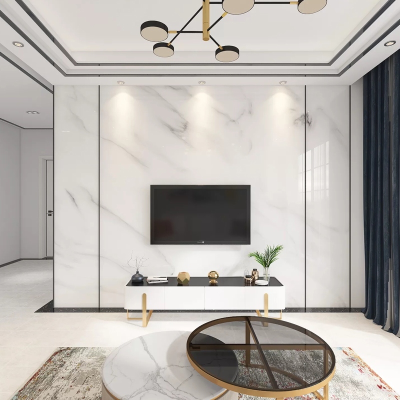 竹木纤维集成墙板电视背景墙轻奢风仿大理石影视墙扣板客厅护墙板