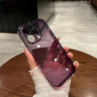 暗紫色透明高级感iPhone14适用13promax苹果12手机壳11女xr新款15plus硅胶xs全包防摔14promax保护套简约防摔