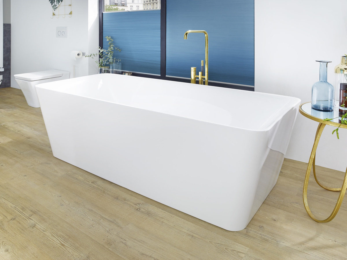 德国卡德维钢板搪瓷长方形独立双人白色浴缸1174一体无缝进口浴盆