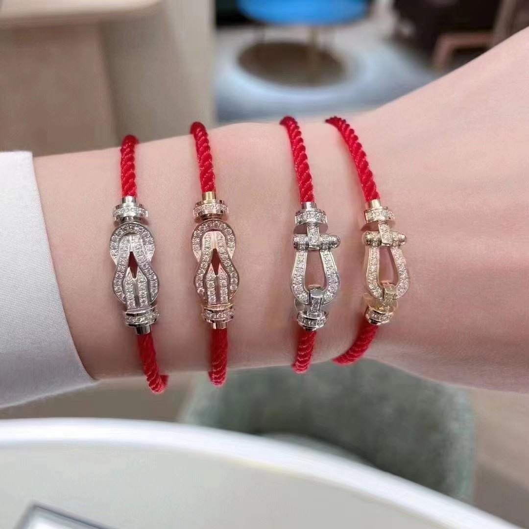 费雷德fred半钻满钻手绳18k玫瑰金马蹄扣大中号8字扣弗雷德手链