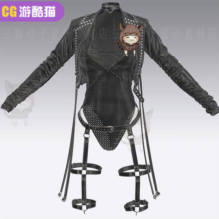 mdclo3d赛博朋克风格女式套装工程源文件内衣夹克设计素材