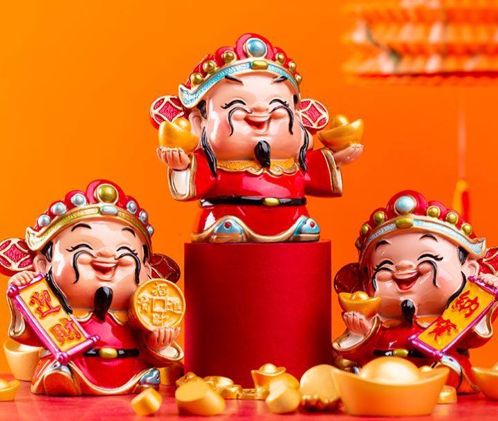 摆件财神爷简单小恭喜发财工位桌面老板台车载客厅轻奢高档寓意好