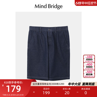 MindBridge2024新款潮流牛仔五分裤夏季休闲直筒短裤男士显瘦裤子