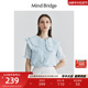 MB MindBridge夏季娃娃领衬衫2024新款韩系通勤上衣女士短袖衬衣