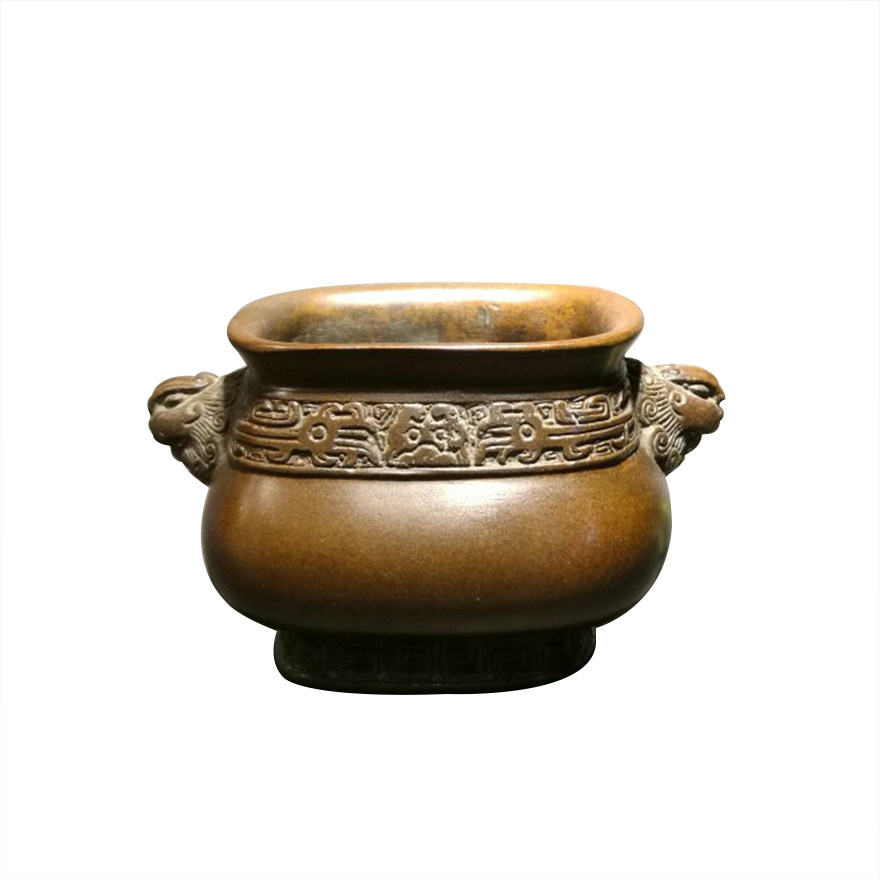 铜制小方天鸡炉 香炉 熏炉 香薰 铜炉 60*58(mm)