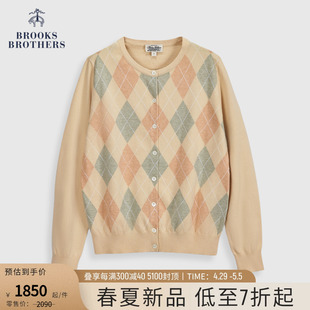 Brooks Brothers/布克兄弟女士24春夏新款菱形格纹时尚针织开襟衫