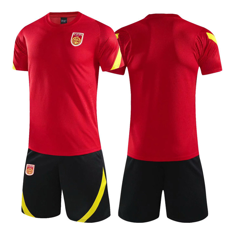 中国队足球服套装国足主场球衣男比赛队服定制印字红色训练服短袖