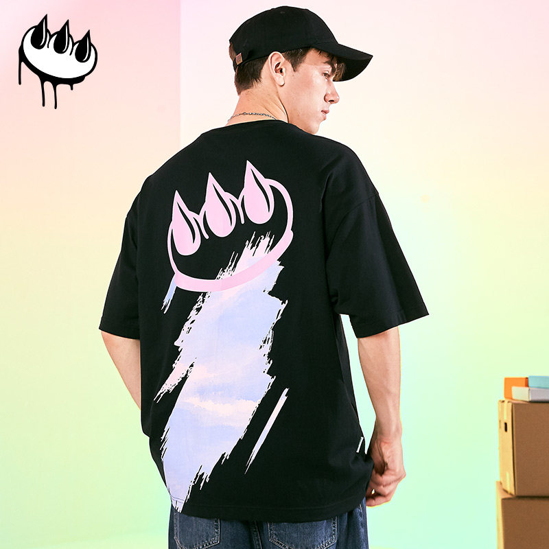 clawmoney潮牌夏季短袖t恤男ins潮流百搭情侣装圆领纯棉半袖体恤