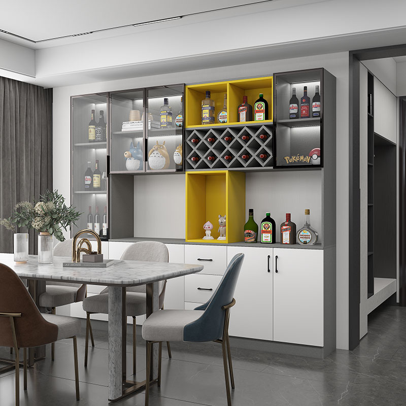 玻璃门酒柜现代简约轻奢高档品质客厅靠墙餐边柜实木奢华玄关酒柜