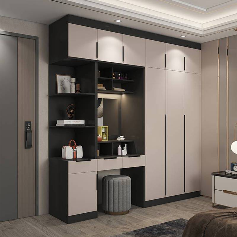 现代简约实木衣柜书桌书柜一体组合卧室家用电脑桌写字桌子可定制