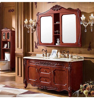 欧式浴室柜镜柜红橡图片