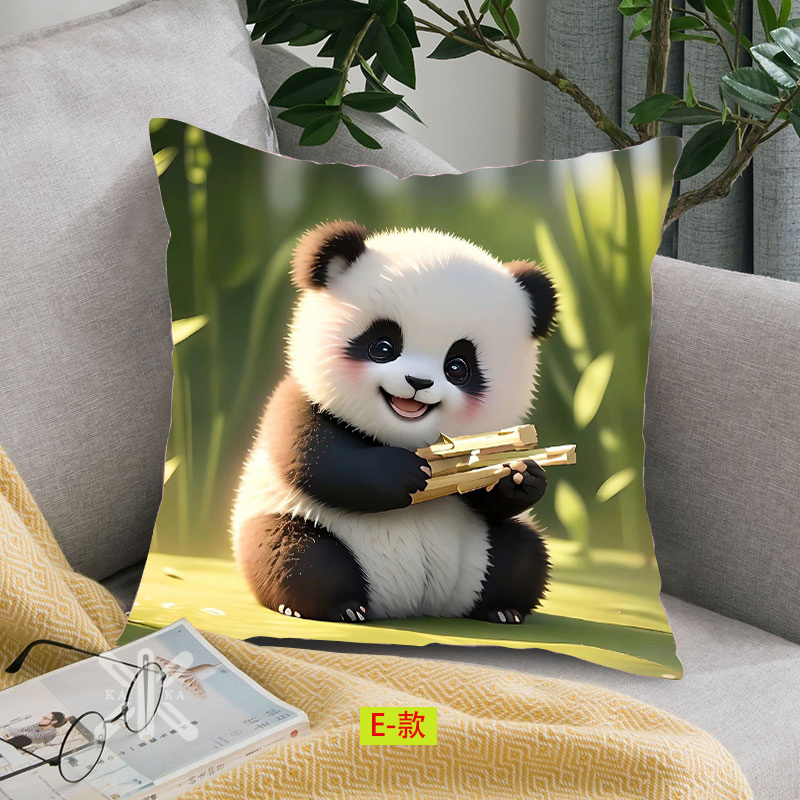 可爱小熊猫抱枕十字绣2023新款手工自己满绣家用客厅diy线绣靠枕
