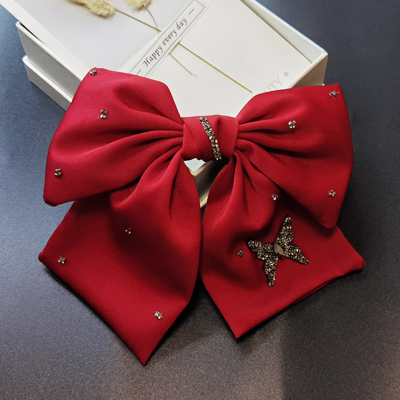 水钻蝴蝶发卡发夹女后脑勺高档大号蝴蝶结夹子头饰ins森女系横夹