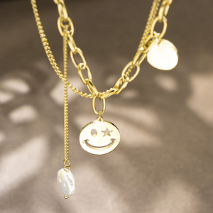 【昆西quancy】宝纽扣巴洛克项链