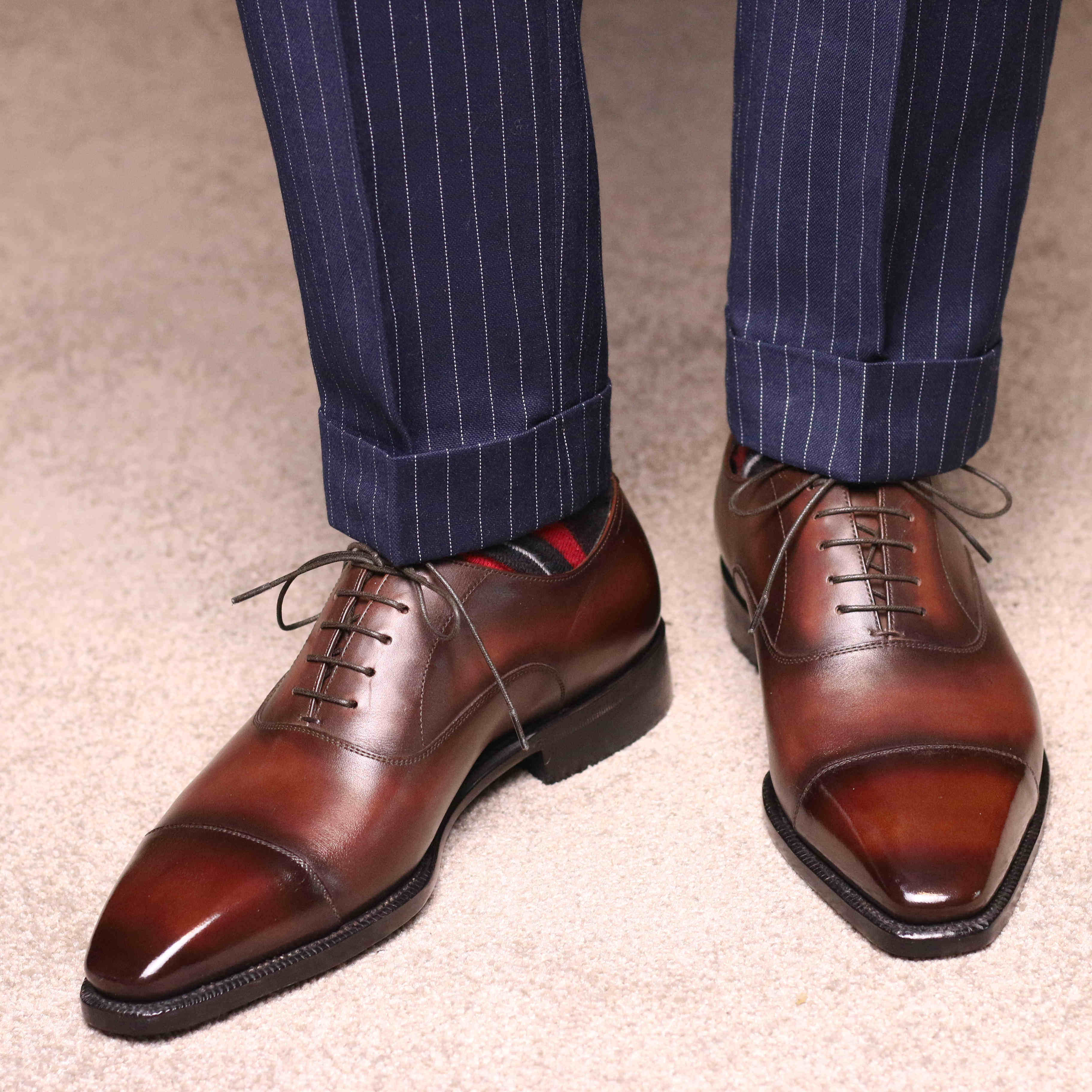 固特异手工鞋商务正装皮鞋牛津鞋三接头真皮男鞋头层小牛皮婚鞋春