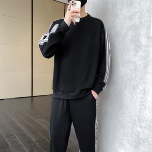 休闲圆领XS瘦小个子160瘦版秋季青年韩版修身S小码男运动卫衣套装