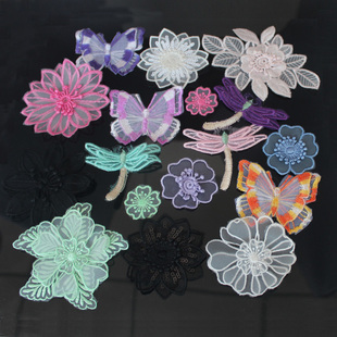 蕾丝布贴刺绣花朵蝴蝶花朵