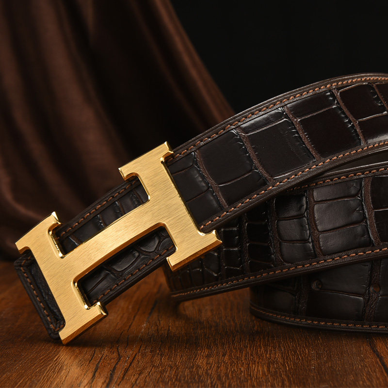 白搭牛皮时尚个性潮男皮带发型师社会平滑扣皮带男真皮平滑扣新款腰