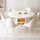 可伸缩圆餐桌家用小户型奶油风轻奢现代简约岩板折叠方圆两用饭桌